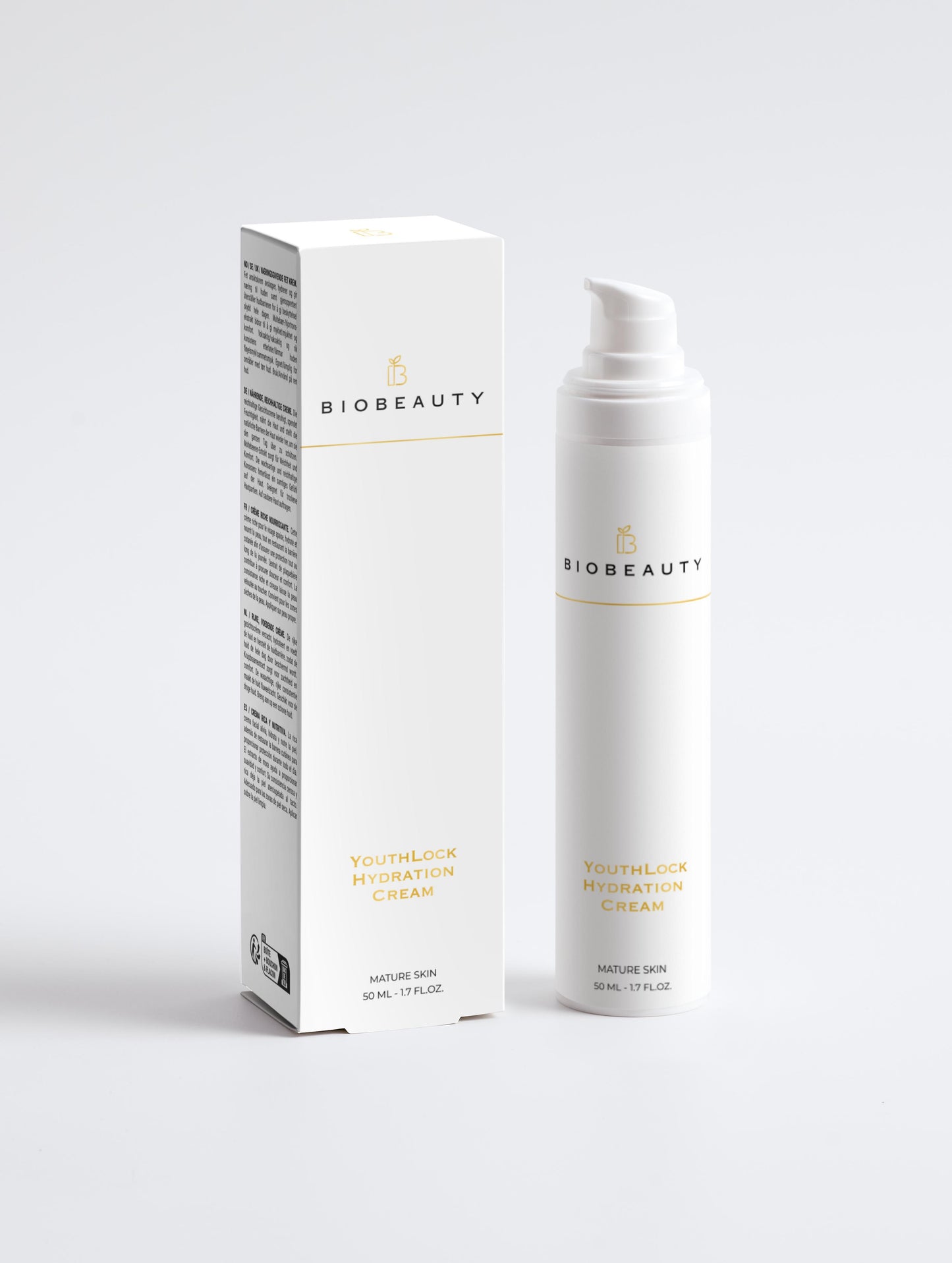 YouthLock Hydration Cream jar styled on linen in a minimalist setting