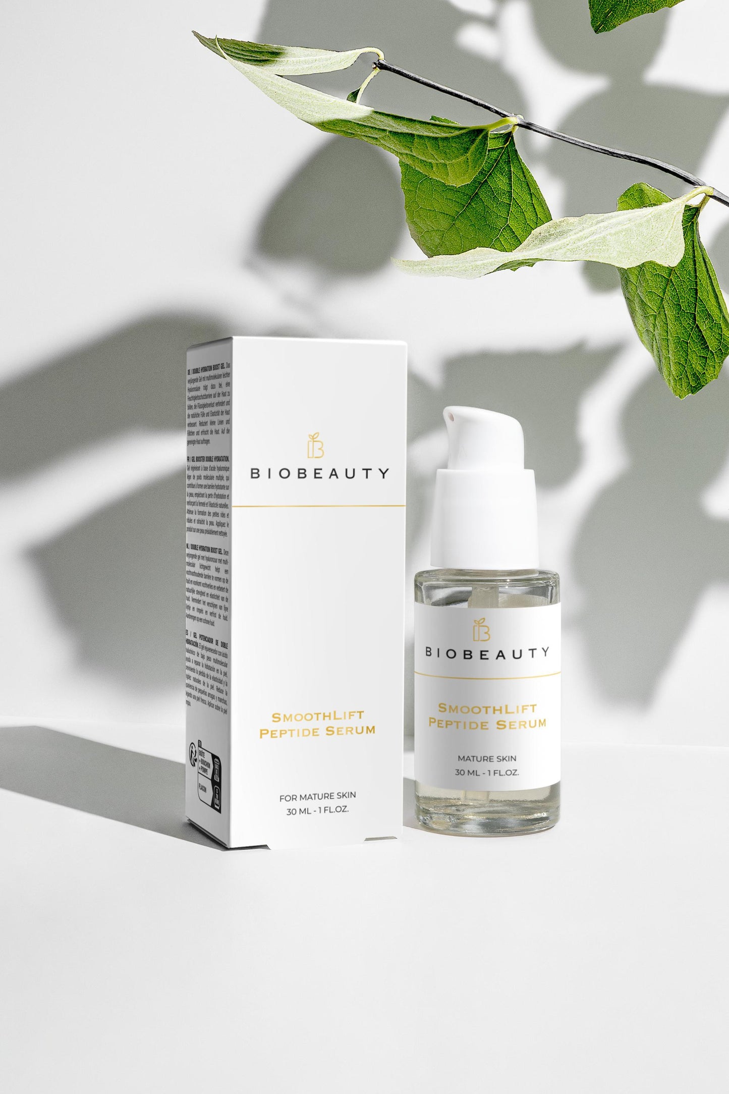 SmoothLift Peptide Serum bottle for hydrating and energising tired skin